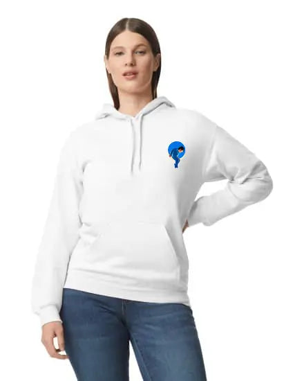 MJ Unisex Hoodie in weiß – Teil der NVL Kollektion, modernes Design mit bequemer Passform